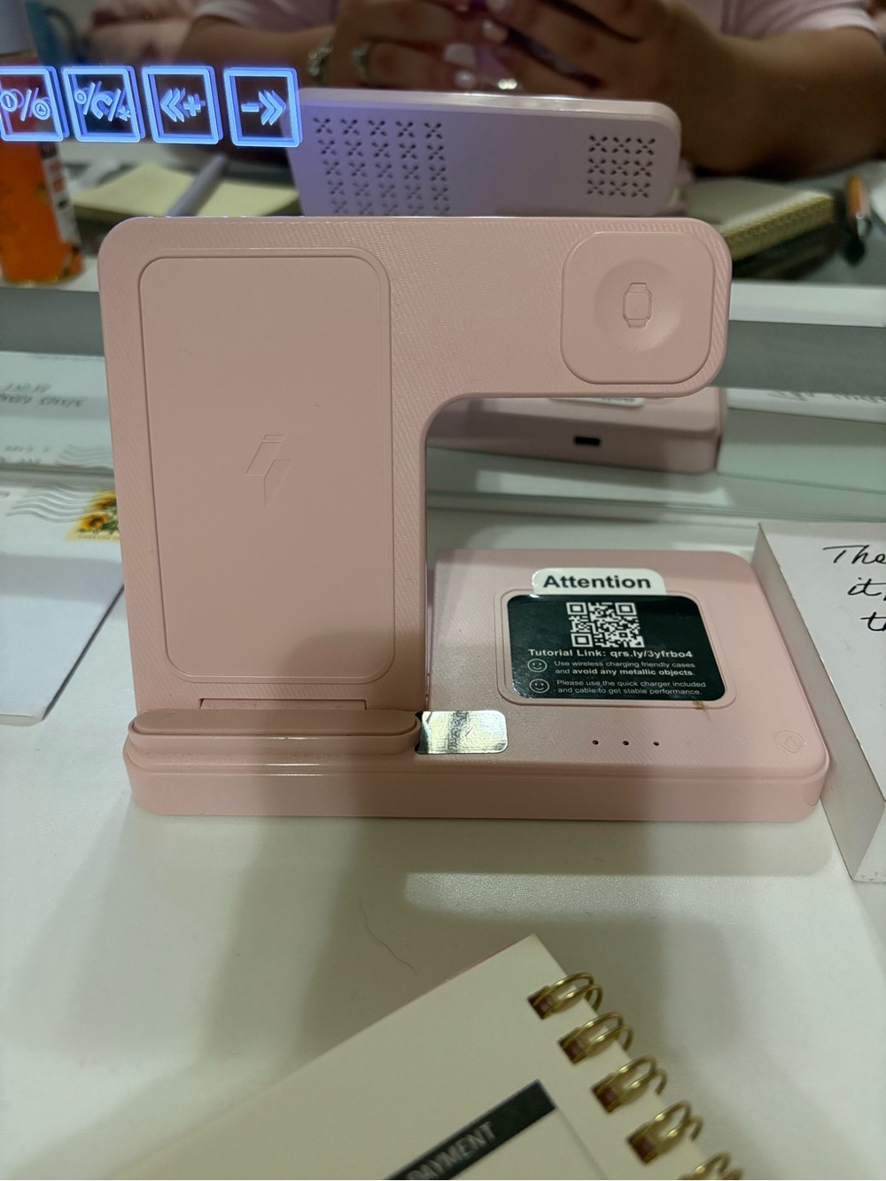 3-in-1 Pink Wireless Charging Stand